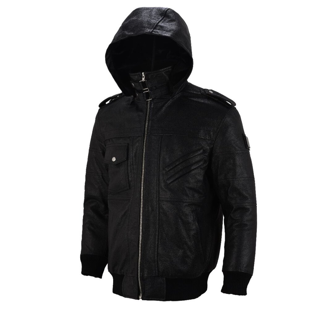 AMJ Lloyd Stylish Black Diamond Original Cowhide Leather Jacket - Picture 9 of 11